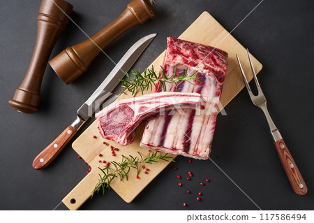 Hokkaido Ezo deer meat, game, loin with bone 117586494