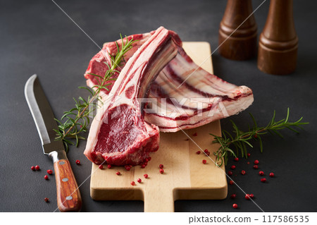 Hokkaido Ezo deer meat, game, loin with bone 117586535