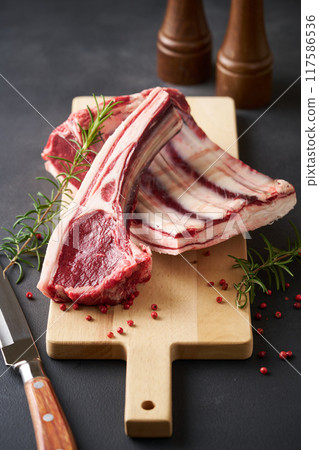 Hokkaido Ezo deer meat, game, loin with bone 117586536