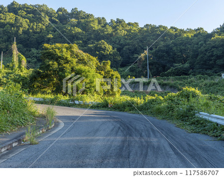 Tire marks on a mountain pass 117586707