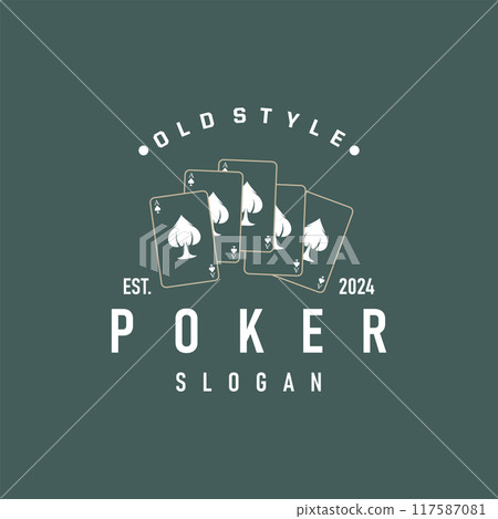 Poker Card Logo Classic Vector Gambling Game Design Simple Symbol Template 117587081