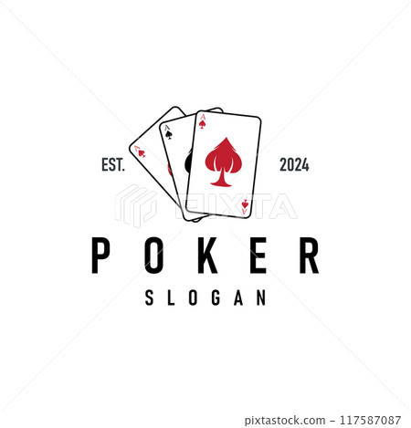 Poker Card Logo Classic Vector Gambling Game Design Simple Symbol Template 117587087