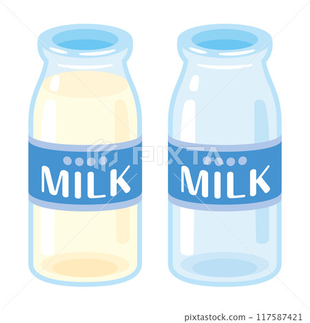 Empty milk bottle set 117587421