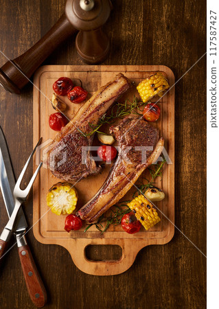 烤北海道梅花鹿肉、鹿肉、野味 117587427