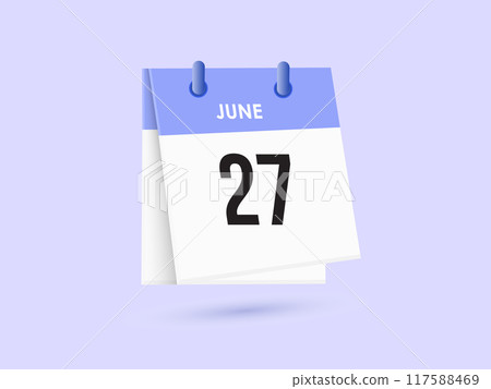 June 27 - calendar and Time planner. Daily Calendar Icon reminder. Vector Illustration. June 27 - calendar and Time planner. Daily Calendar Icon reminder. Vector Illustration. 117588469