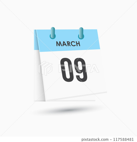 March 9 - calendar and Time planner. Daily Calendar Icon reminder. Vector Illustration. March 9 - calendar and Time planner. Daily Calendar Icon reminder. Vector Illustration. 117588481