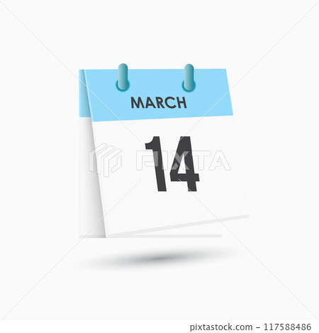 March 14 - calendar and Time planner. Daily Calendar Icon reminder. Vector Illustration. March 14 - calendar and Time planner. Daily Calendar Icon reminder. Vector Illustration. 117588486