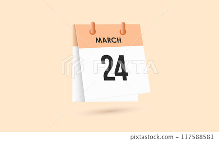 March 24 - calendar and Time planner. Daily Calendar Icon reminder. Vector Illustration. 117588581