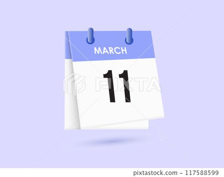 March 11 - calendar and Time planner. Daily Calendar Icon reminder. Vector Illustration. March 11 - calendar and Time planner. Daily Calendar Icon reminder. Vector Illustration. 117588599