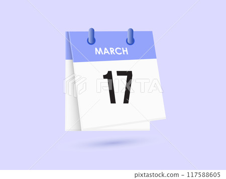 March 17 - calendar and Time planner. Daily Calendar Icon reminder. Vector Illustration. March 17 - calendar and Time planner. Daily Calendar Icon reminder. Vector Illustration. 117588605