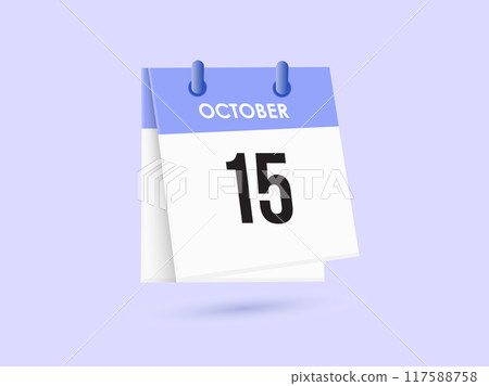 October 15 - calendar and Time planner. Daily Calendar Icon reminder. Vector Illustration. 117588758