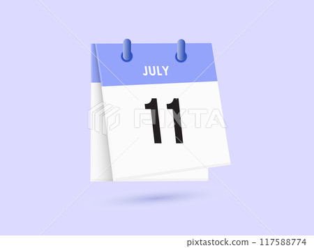 July 11 - calendar and Time planner. Daily Calendar Icon reminder. Vector Illustration. 117588774