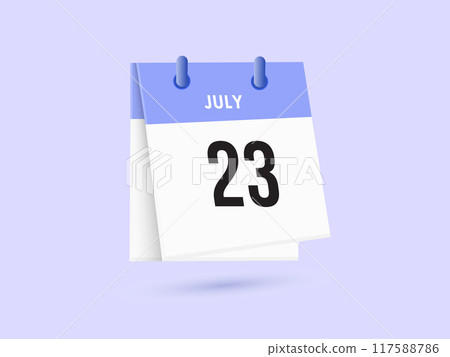 July 23 - calendar and Time planner. Daily Calendar Icon reminder. Vector Illustration. 117588786