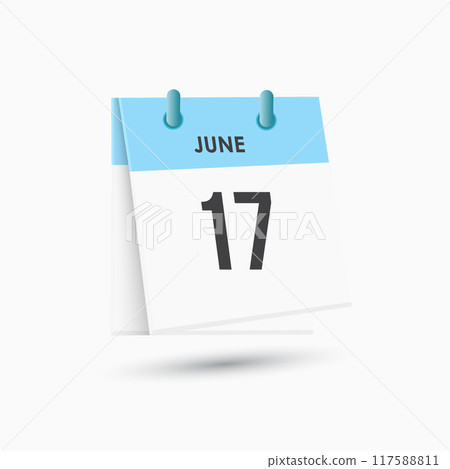 June 17 - calendar and Time planner. Daily Calendar Icon reminder. Vector Illustration. 117588811