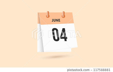 June 4 - calendar and Time planner. Daily Calendar Icon reminder. Vector Illustration. June 4 - calendar and Time planner. Daily Calendar Icon reminder. Vector Illustration. 117588881
