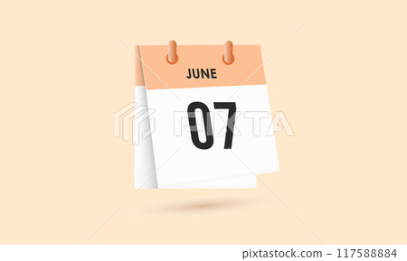 June 7 - calendar and Time planner. Daily Calendar Icon reminder. Vector Illustration. June 7 - calendar and Time planner. Daily Calendar Icon reminder. Vector Illustration. 117588884