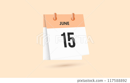 June 15 - calendar and Time planner. Daily Calendar Icon reminder. Vector Illustration. June 15 - calendar and Time planner. Daily Calendar Icon reminder. Vector Illustration. 117588892