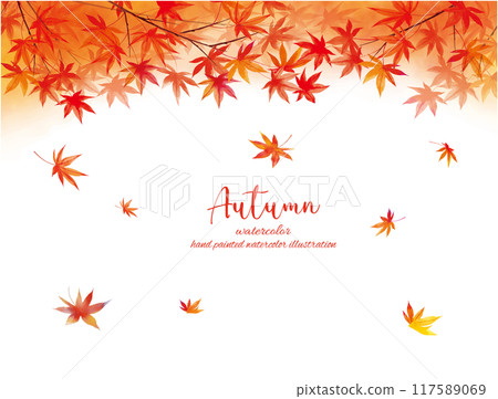 秋葉水彩手繪向量插畫框架 秋葉水彩手繪向量插畫框架 117589069