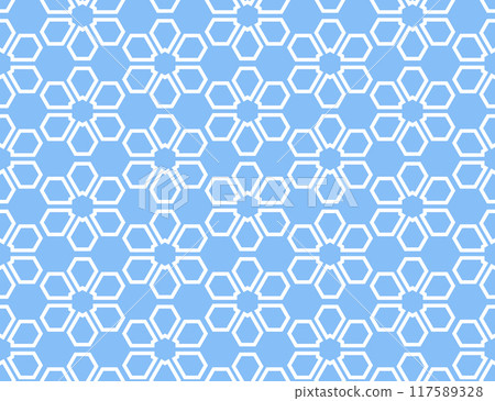 Abstract geometric pattern. A seamless vector background. White and blue ornament. Graphic modern pattern. Simple lattice graphic design Abstract geometric pattern. A seamless vector background. White and blue ornament. Graphic modern pattern. Simple lattice graphic design 117589328