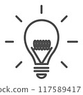 glowing bulb, electric lighting, light bulb - editable stroke, pixel perfect 117589417
