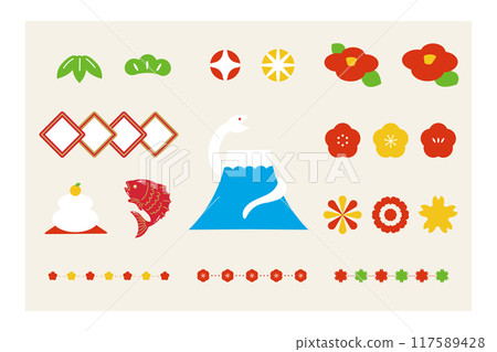 Simple New Year illustration material set 117589428