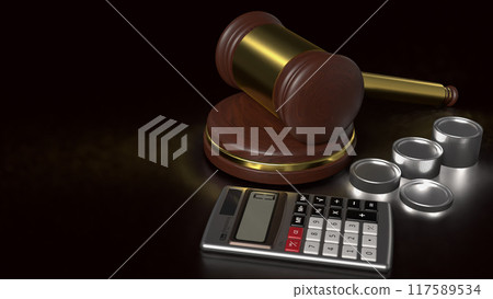 The Hammer and coins for Business law concept 3d rendering. The Hammer and coins for Business law concept 3d rendering. 117589534
