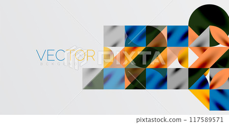 Triangles, round triangles and circles techno art. Vector Illustration For Wallpaper, Banner, Background, Card, Book Illustration, landing page Triangles, round triangles and circles techno art. Vector Illustration For Wallpaper, Banner, Background, Card, Book Illustration, landing page 117589571