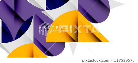 Minimal geometric elements on white. Petals, round triangles, star Minimal geometric elements on white. Petals, round triangles, star 117589573