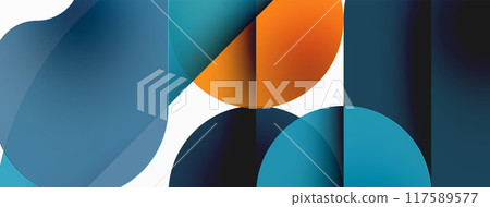 Minimal round shapes geometric abstract background. Circle design. Trendy techno business template for wallpaper, banner, background or landing 117589577