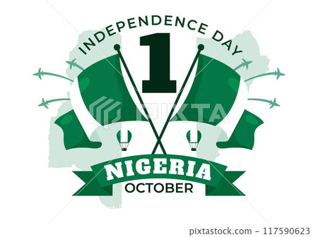 Happy Nigeria Independence Day Vector Illustration on 1 October with Waving Flag and the Fighters in National Holiday Flat Cartoon Background Design Happy Nigeria Independence Day Vector Illustration on 1 October with Waving Flag and the Fighters in National Holiday Flat Cartoon Background Design 117590623