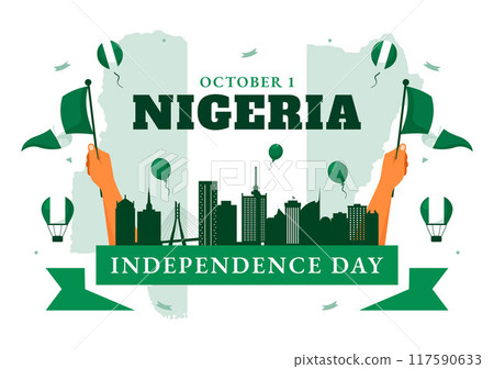 Happy Nigeria Independence Day Vector Illustration on 1 October with Waving Flag and the Fighters in National Holiday Flat Cartoon Background Design Happy Nigeria Independence Day Vector Illustration on 1 October with Waving Flag and the Fighters in National Holiday Flat Cartoon Background Design 117590633