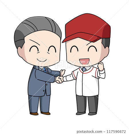 Illustration of a baseball player joining a team (male) 117590872