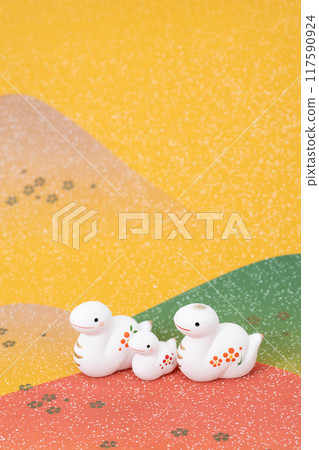 Year of the Snake New Year's material: A snake and its child walking through the fields Year of the Snake New Year's material: A snake and its child walking through the fields 117590924