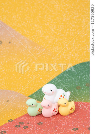 Year of the Snake New Year's material Colorful snake parent and child walking in the fields Year of the Snake New Year's material Colorful snake parent and child walking in the fields 117590929