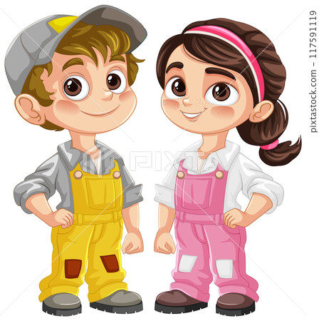 Young Technicians in Overalls Young Technicians in Overalls 117591119