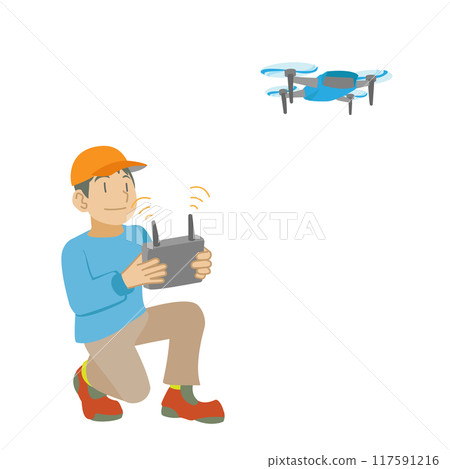 一個熱衷於操作無人機的男孩的插圖 一個熱衷於操作無人機的男孩的插圖 117591216