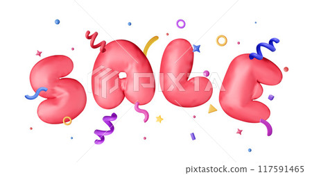 3D colorful sale word in balloons shopping 3D colorful sale word in balloons shopping 117591465