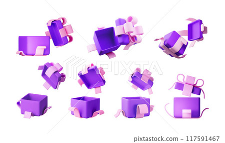 3D open gift box set isolated 3D open gift box set isolated 117591467