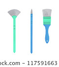 Hand-drawn illustration of three paintbrushes 117591663