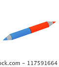 Hand-drawn illustration of red and blue pencils 117591664