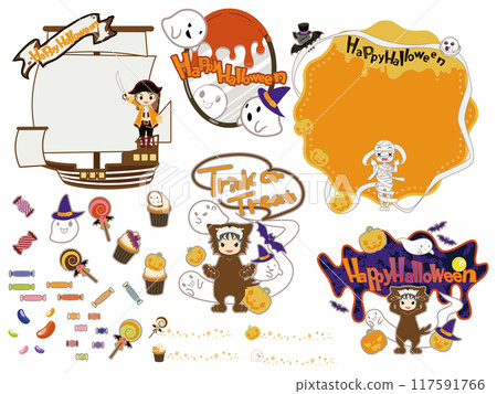 Halloween illustration background accessory set Halloween illustration background accessory set 117591766
