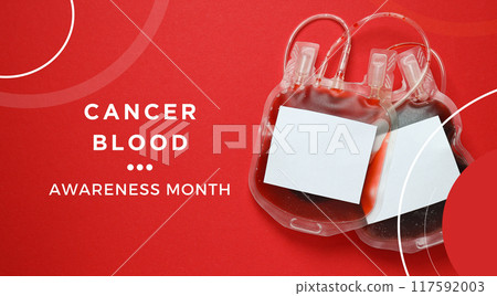 September, blood cancer awareness month, design on a red background. 117592003