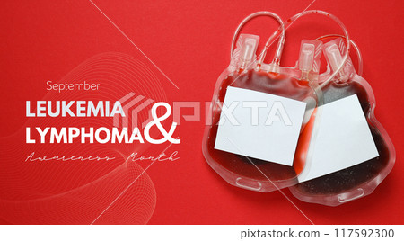 September, Leukemia and Lymphoma Awareness Month, design on red background. 117592300