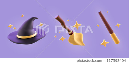 Magic wizard game icons - 3d vector Magic wizard game icons - 3d vector 117592404