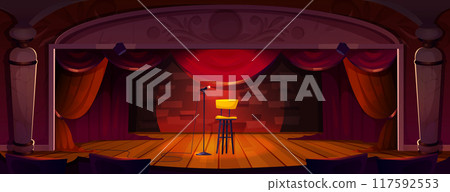 Cartoon theatre stage for comedy stand up, concert Cartoon theatre stage for comedy stand up, concert 117592553