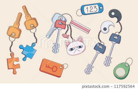 Keychains set with decorations 117592564