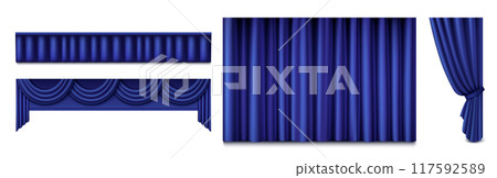 Blue theater stage curtain 117592589