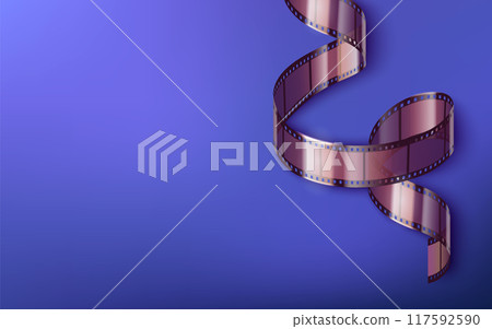 Cinematography banner with film tape strip roll Cinematography banner with film tape strip roll 117592590
