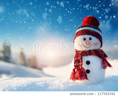 雪人聖誕節圖像背景生成AI 雪人聖誕節圖像背景生成AI 117592592