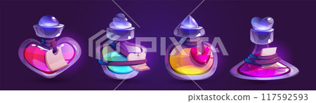 Magic potion bottles set isolated on background 117592593